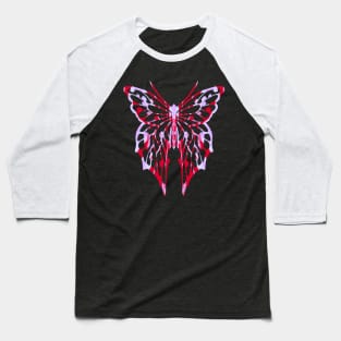 Fantasy Butterfly Pink and Red Silhouette Baseball T-Shirt